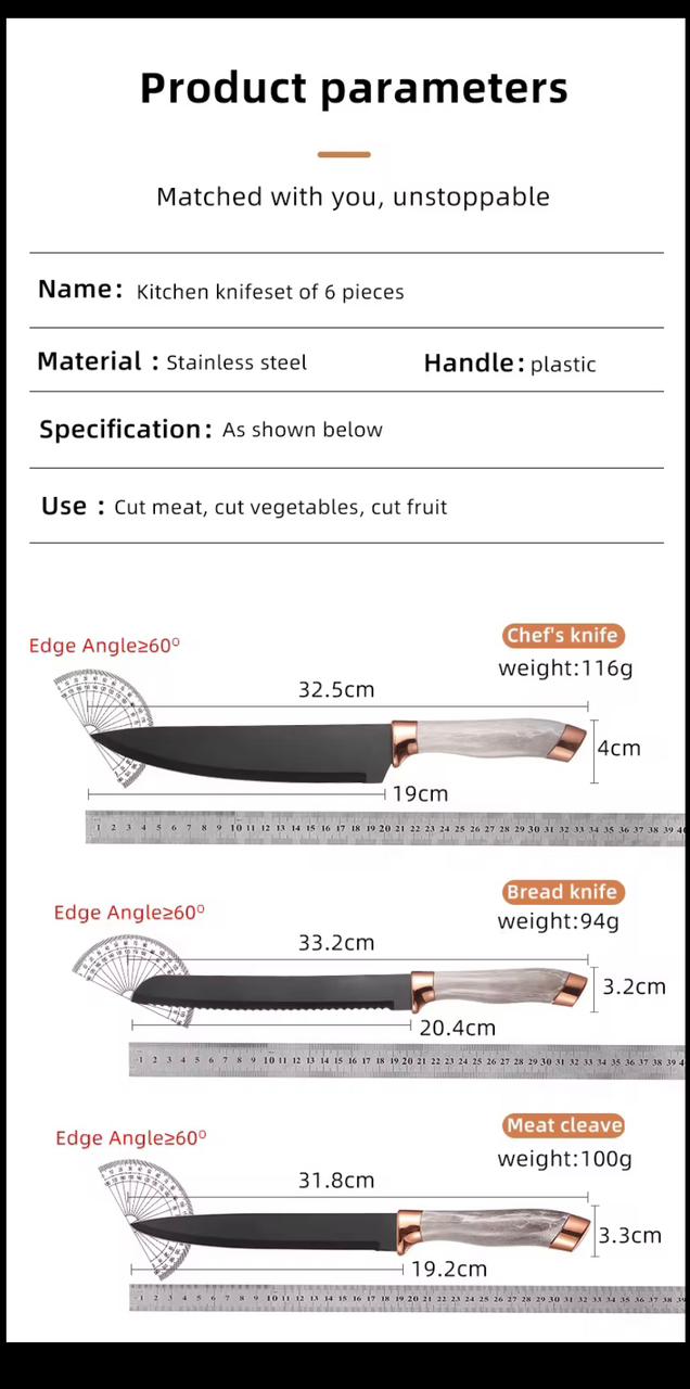 STAINLESS STEEL KNIFE SET KITCHEN MARBLE