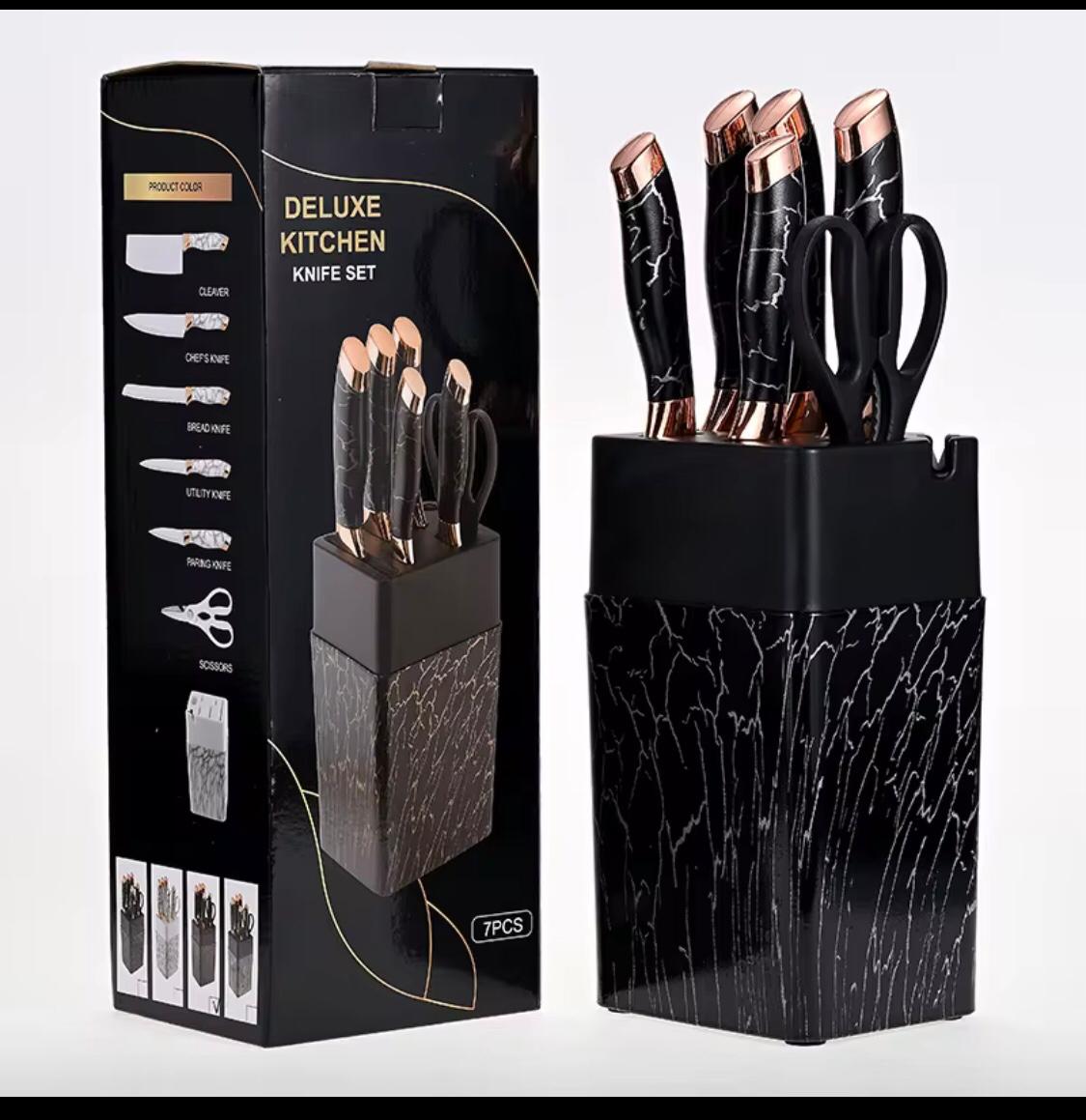 STAINLESS STEEL KNIFE SET KITCHEN MARBLE