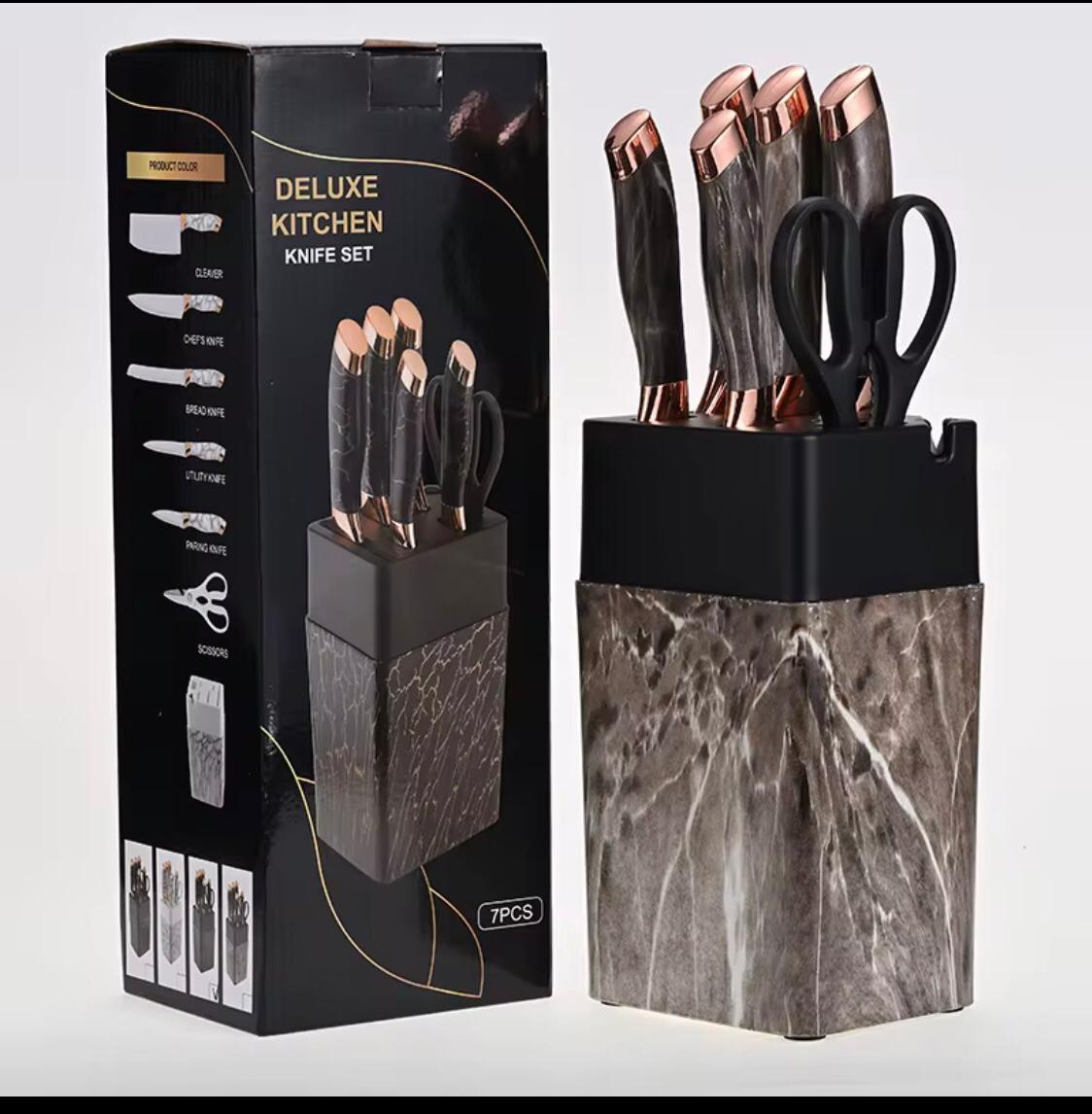 STAINLESS STEEL KNIFE SET KITCHEN MARBLE