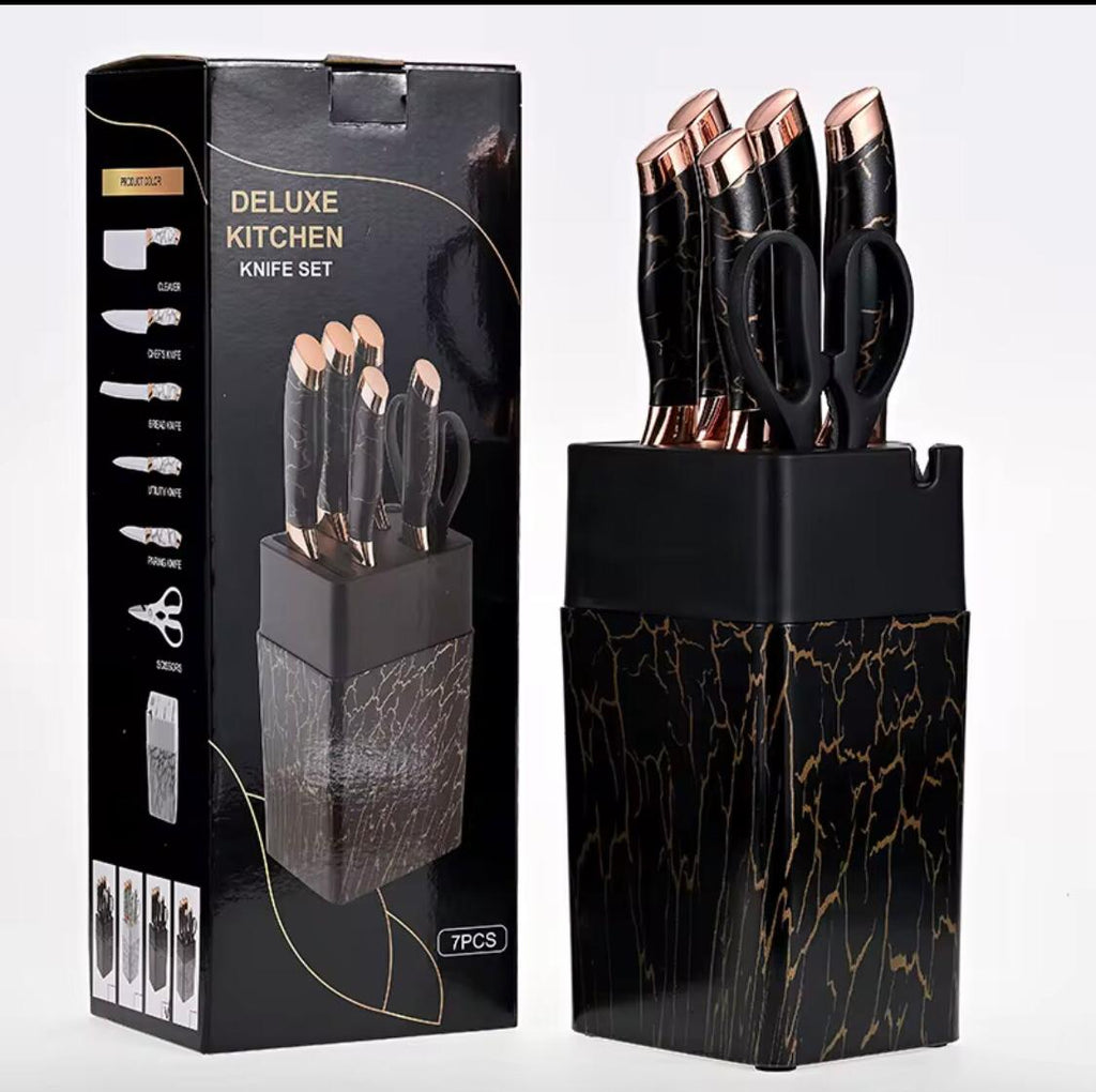 STAINLESS STEEL KNIFE SET KITCHEN MARBLE