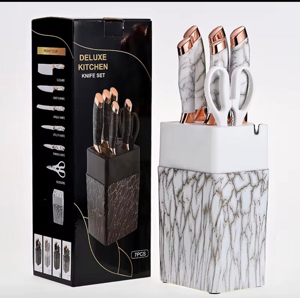 STAINLESS STEEL KNIFE SET KITCHEN MARBLE
