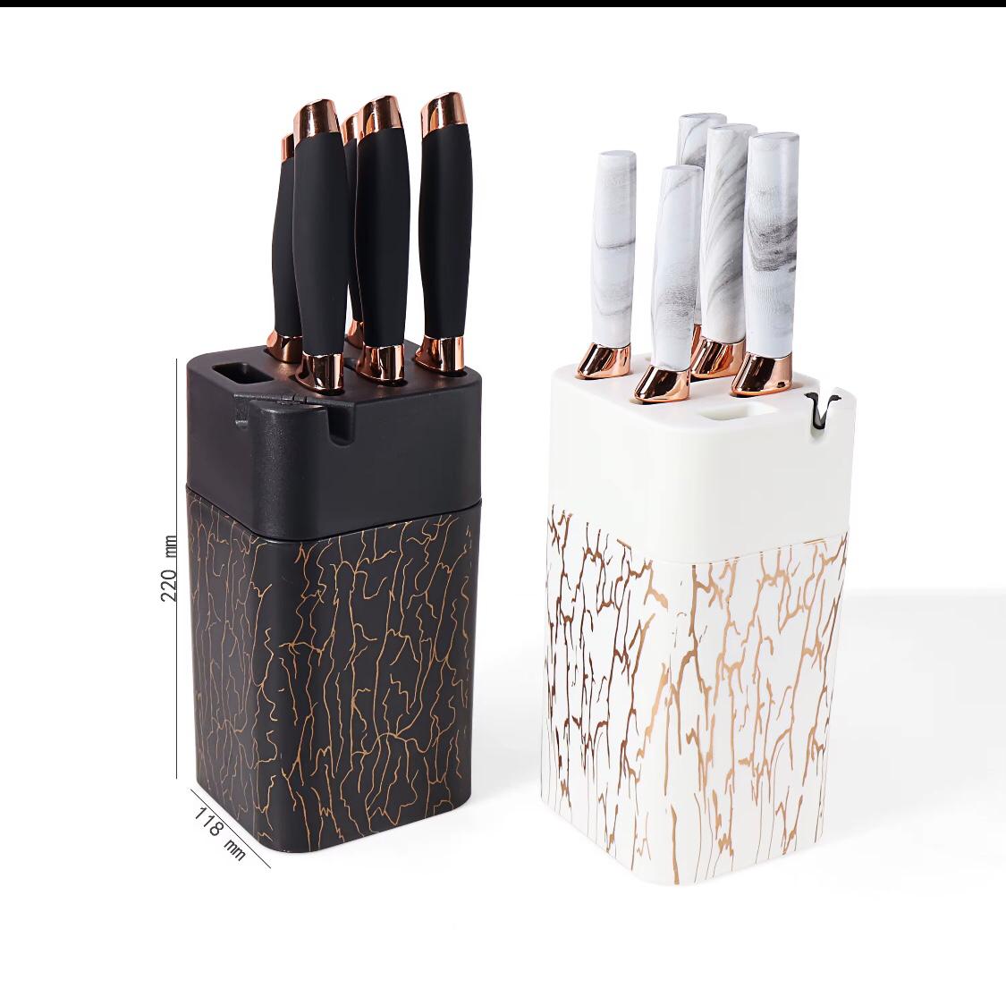 STAINLESS STEEL KNIFE SET KITCHEN MARBLE