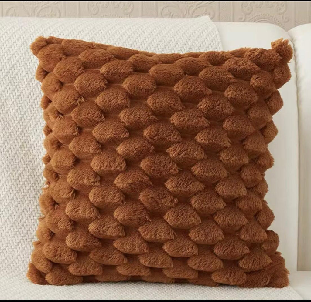 SOLID JACQUARD FAUX COZY PILLOW