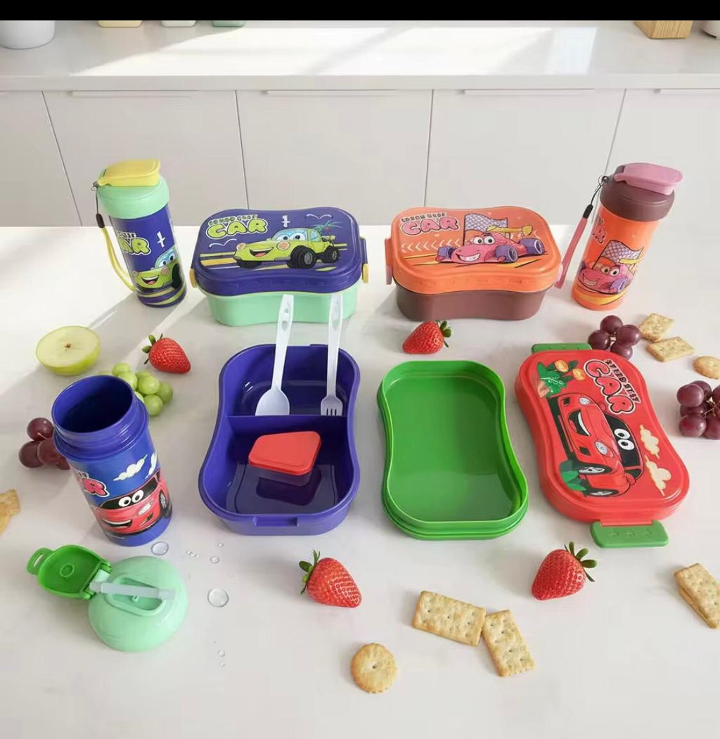 CARTOON CAR  LUNCH BOX AND BOX